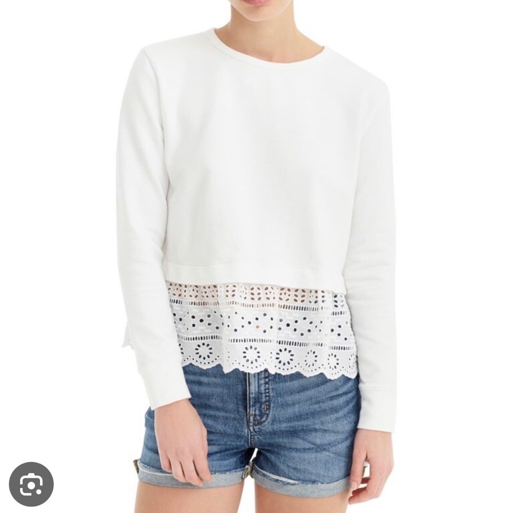 J. Crew Eyelet Trim Sweatshirt Size M